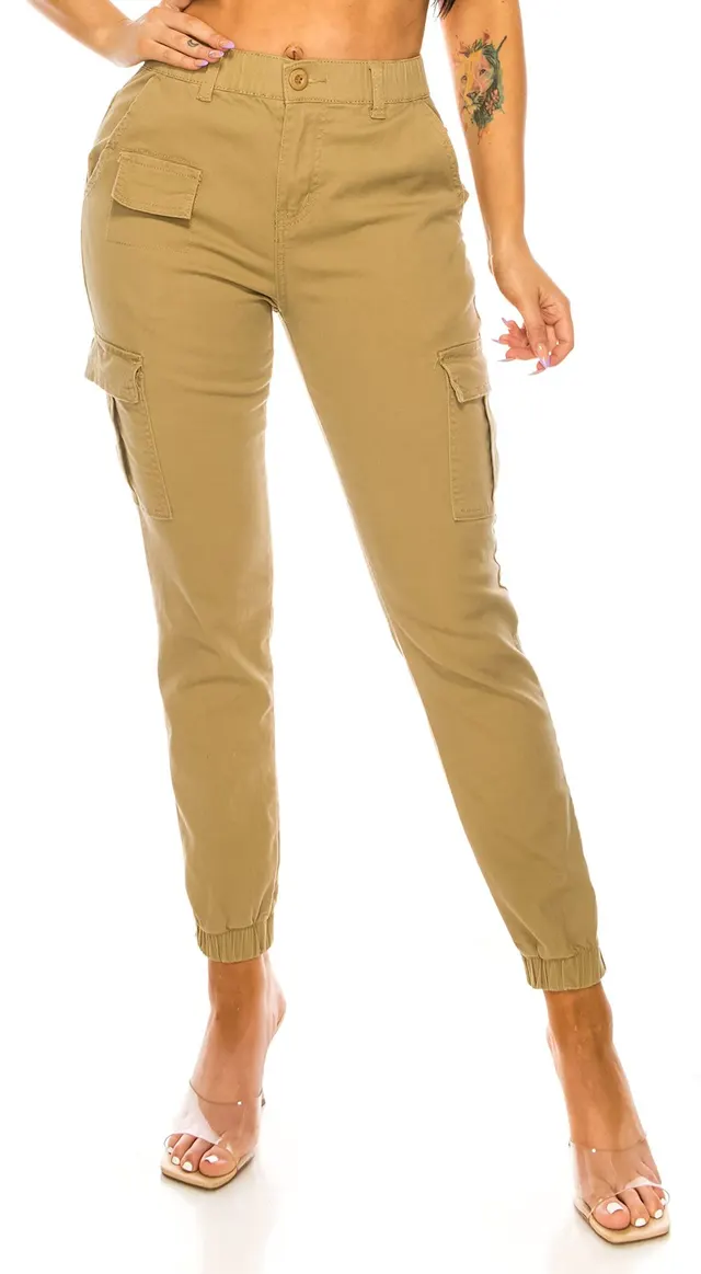 Women's Overalls Multi pocket Design Elastic Military Yellow - Shop at LoveMi