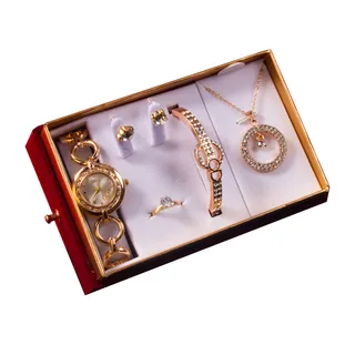 Goddess Festival With Hand Gift Set Watch Bracelet Necklace Ear Stud - Round