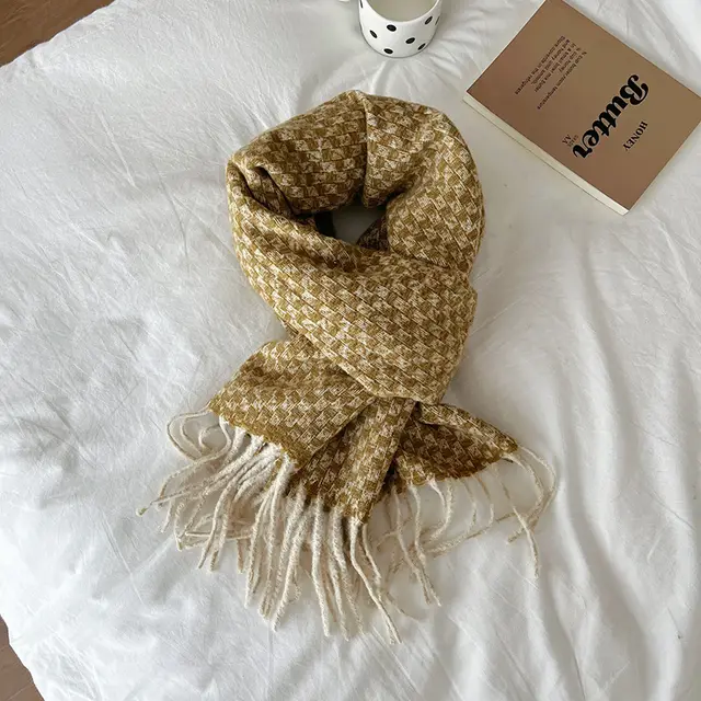 Tassle Fashion Pattern Women's Neck Warmer Amber Gold - Shop at LoveMi
