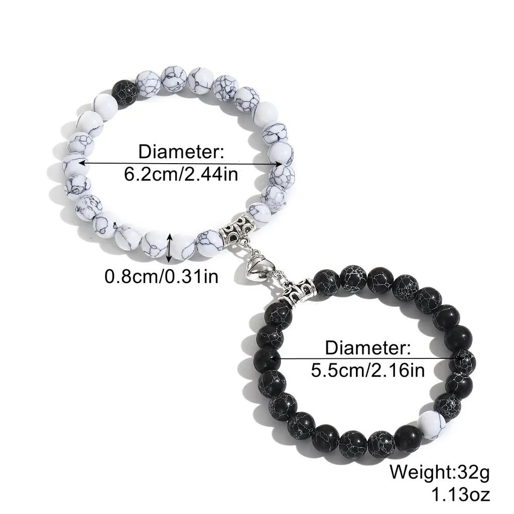 Creative All-match Heart-shaped Magnetic Beaded Couple Bracelet - S230514