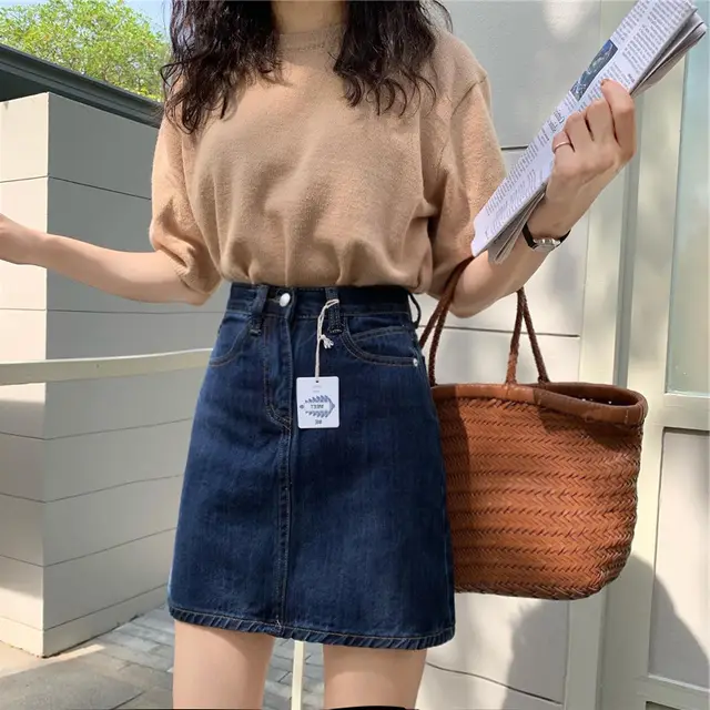 Small Denim Skirt Women's Summer Dark Blue Dark Blue - Shop at LoveMi