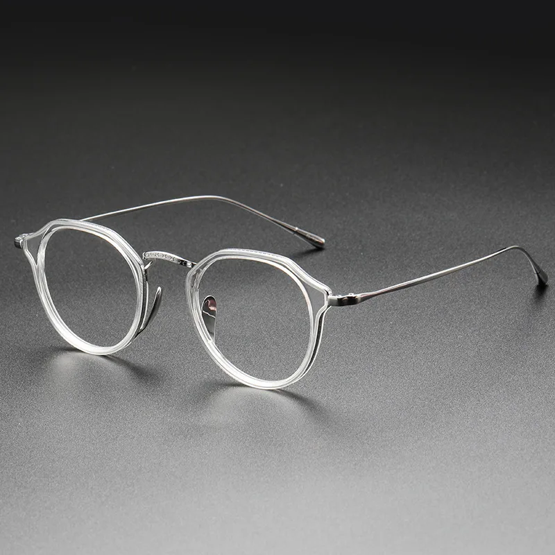 Japanese Titanium Frame Glasses Frame Special-interest Design Retro - Transparent Silver Frame