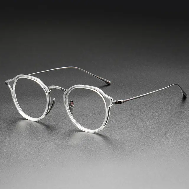 Japanese Titanium Frame Glasses Frame Special interest Design Retro Transparent Silver Frame - Shop at LoveMi