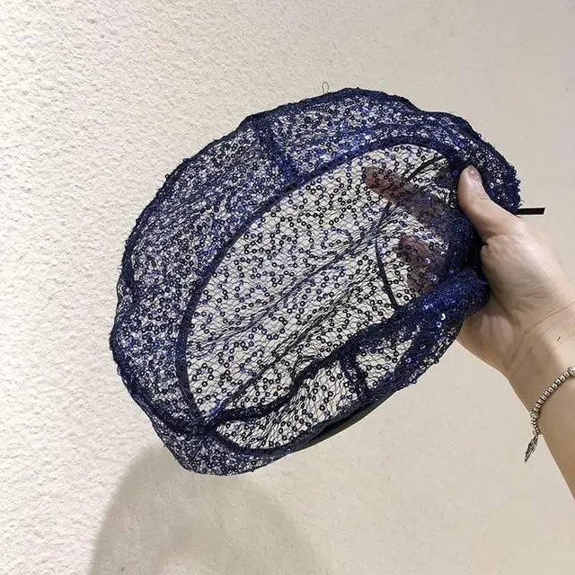 Mesh Hat Cover Gray Hair Lace Pile Heap Cap Thin Spring Women's Big Head Circumference Blue - Shop at LoveMi