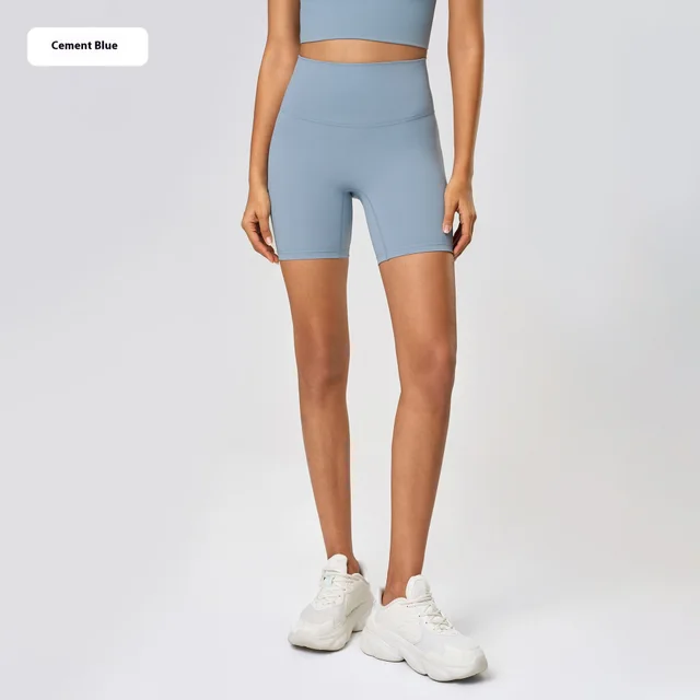 Yoga Shorts Naked Women Feeling No Embarrassment Line Tight Exercise Shorts Cement Blue New - Shop at LoveMi