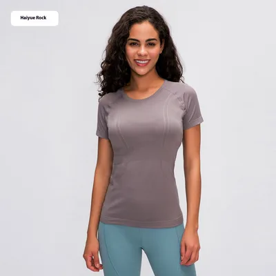 Women's Short Sleeve Round Neck Sports Running Fitness Top Haiyueyan 8 - Shop at LoveMi