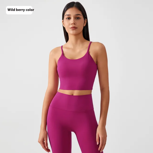 One piece Cup Shockproof Push up Breast Holding Beauty Back Workout Yoga Bra Wild Berry Color - Shop at LoveMi