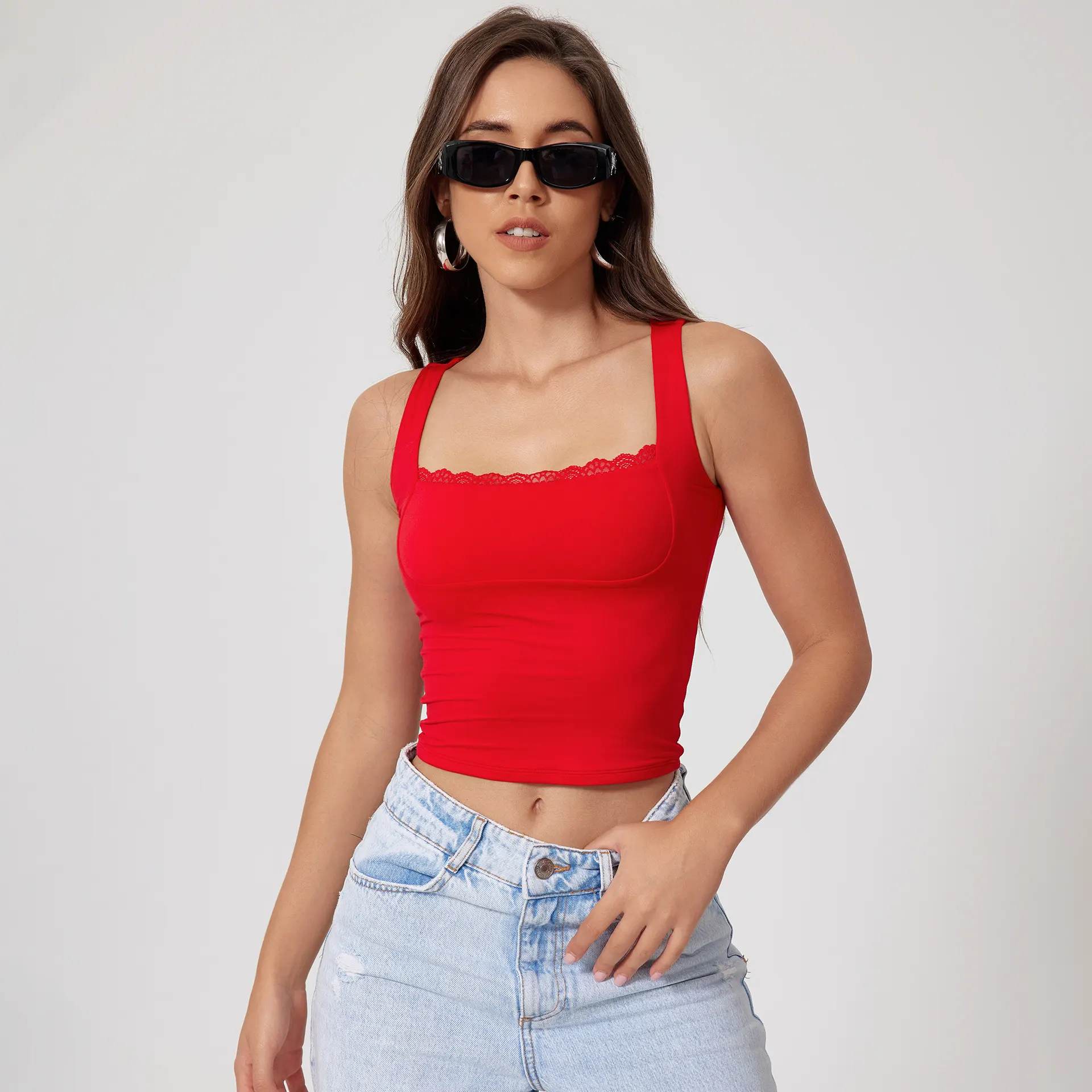 Tight Sports Vest Naked Women Feeling Quick-drying Breathable - Tomato Red