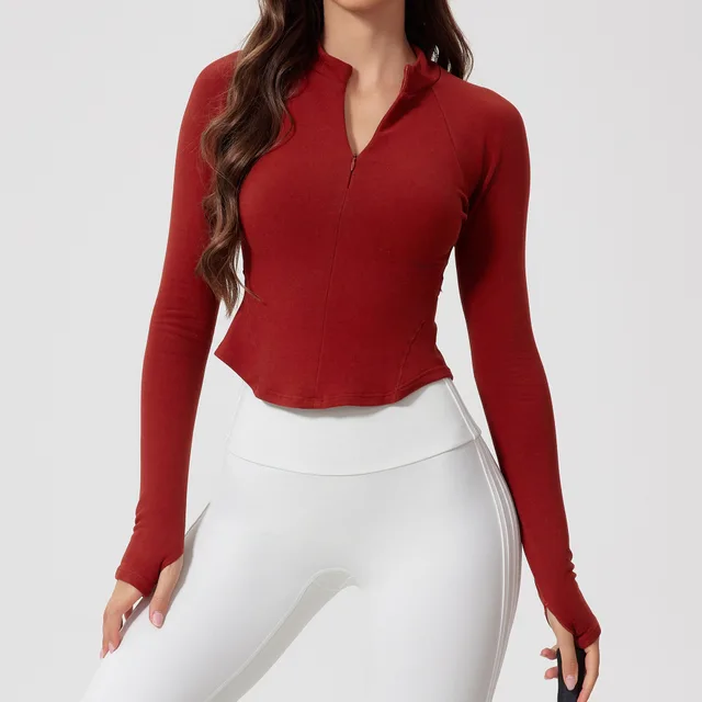 Brushed Cloud Sense Warm keeping And Cold proof Top High grade Fleece Casual Smoked Red - Shop at LoveMi
