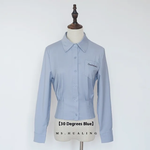 Women's Long sleeved Shirt Slim Fit Waist 30 Degree Blue - Shop at LoveMi