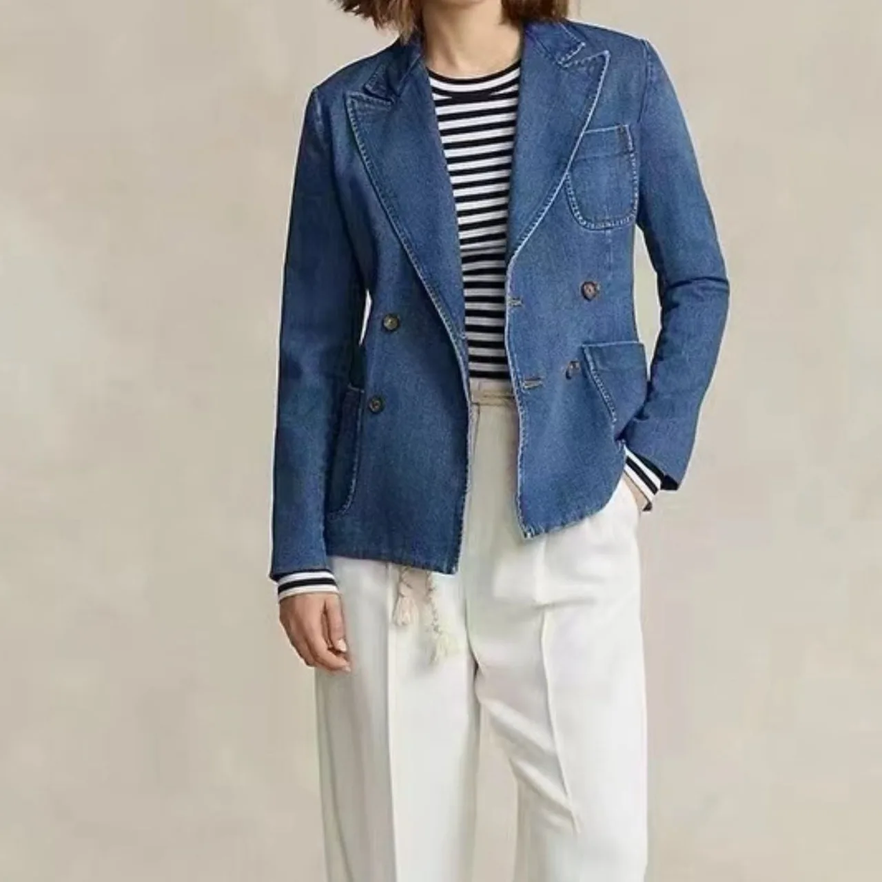 Tibetan Blue Denim Jacket For Spring And Summer - Blue