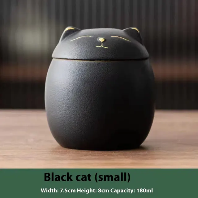 Ceramic Moisture proof Sealed Commemorative Box Cat Black Small - Shop at LoveMi