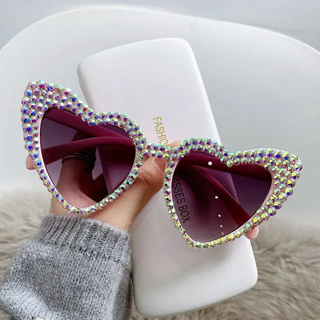Female Cute Cat Eye Heart shaped Sun Glasses Hawksbill Brown - Shop at LoveMi