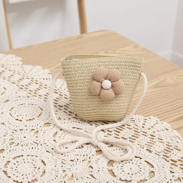 Women's Cute Flowers Sun proof Sun Hat Straw Hat Bag Beige Bag - Shop at LoveMi