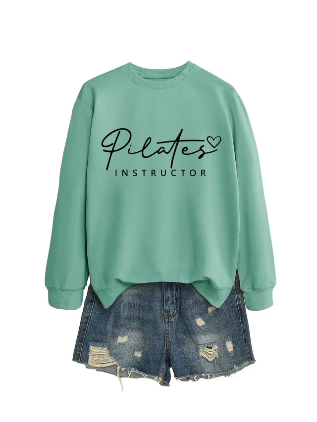 Round Neck Sweater All matching Comfortable Loose Light Green Black Sweater Font - Shop at LoveMi