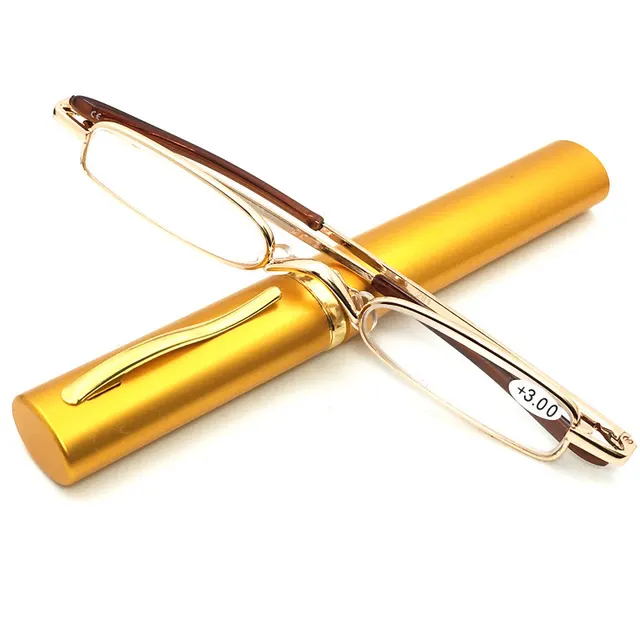 Mini Fashion Presbyopic Glasses Spring Frame Resin Golden Barrel Golden Frame - Shop at LoveMi