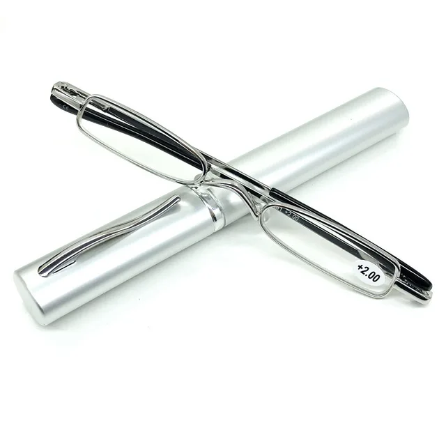Mini Fashion Presbyopic Glasses Spring Frame Resin Silver Barrel Silver Rack - Shop at LoveMi