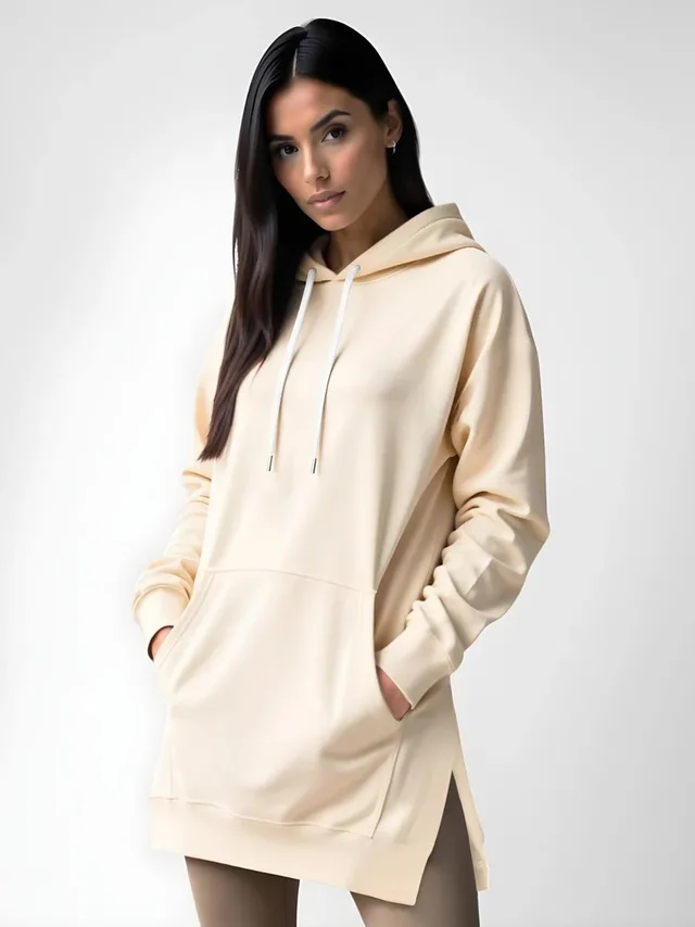 Women's Mouse Bag With Shoulder Sleeve Hooded Casual Sweatshirt Beige - Shop at LoveMi