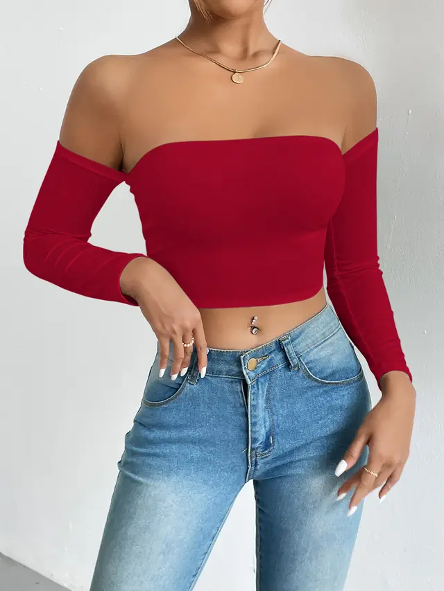 European And American Camisole Waist Trimming Short Sleeve Wine Red - Shop at LoveMi