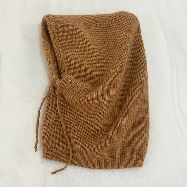 Autumn And Winter Fashion Warm Scarf Neck Protection Integrated Woolen Knitted Hat Brown - Shop at LoveMi