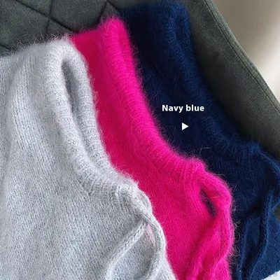 Autumn And Winter Fashion Warm Scarf Neck Protection Integrated Woolen Knitted Hat Dark Blue - Shop at LoveMi