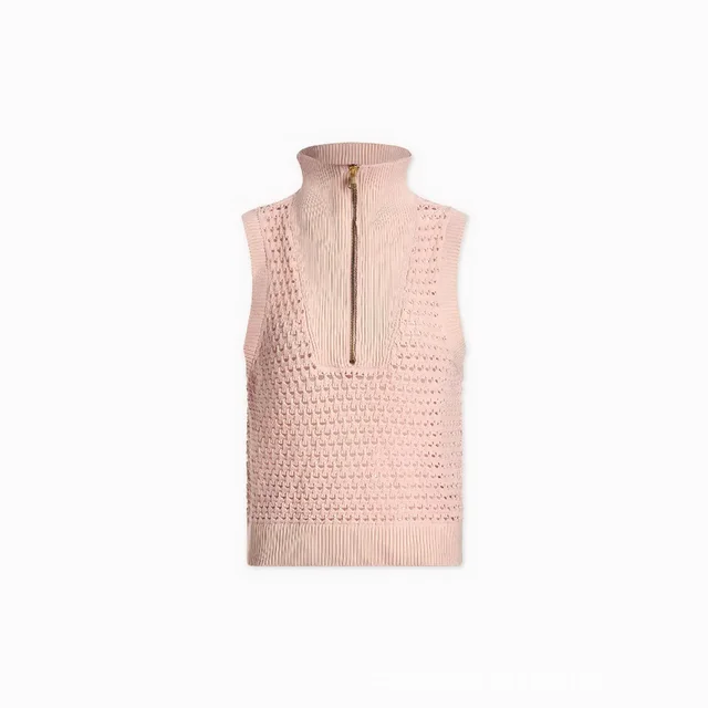 European And American Fashion Slim fit Solid Color Pullover Sleeveless Knitted Top Pink - Shop at LoveMi