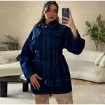 Lapel And Waist Tight Top-L
