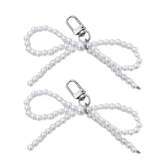 Ins Style Pearl Cute Bow Pearl Bag Pendant Bow Pearl 2Pcs - Shop at LoveMi