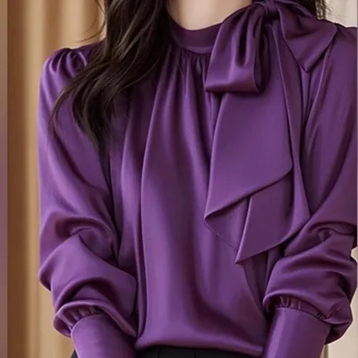 Purple Acetate Satin Top For Women Purple - Shop at LoveMi
