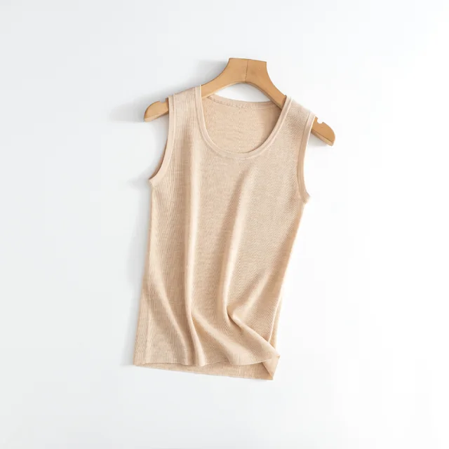 New Seamless Inner Low Collar Sleeveless Knitwear Flower Rice - Shop at LoveMi