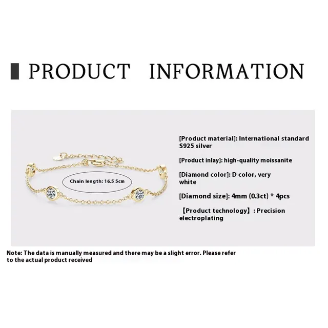 Ins Style All match Sterling Silver Moissanite Bubble Bracelet Small Bubble K Gold - Shop at LoveMi