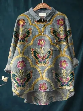 Casual Long Sleeve Shirt Print - 12Color - View 1