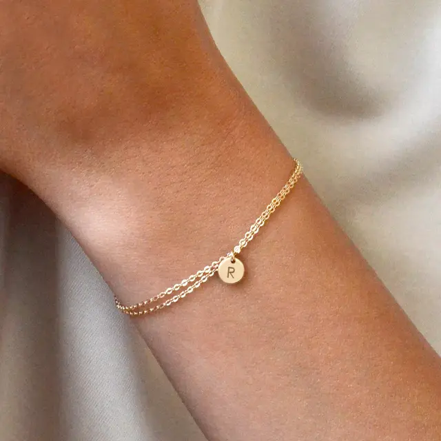 Versatile Simple Vintage Cross Round Letter Stainless Steel Bracelet Golden Double Layer - Shop at LoveMi