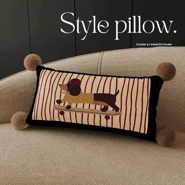 Sausage Dog Korean Cartoon Cushion Girls Black - Shop at LoveMi