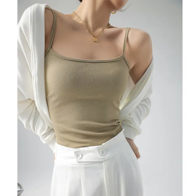 Inner Cover Supernumerary Breast Thread Can Be Outerwear Top Tea Green - Shop at LoveMi