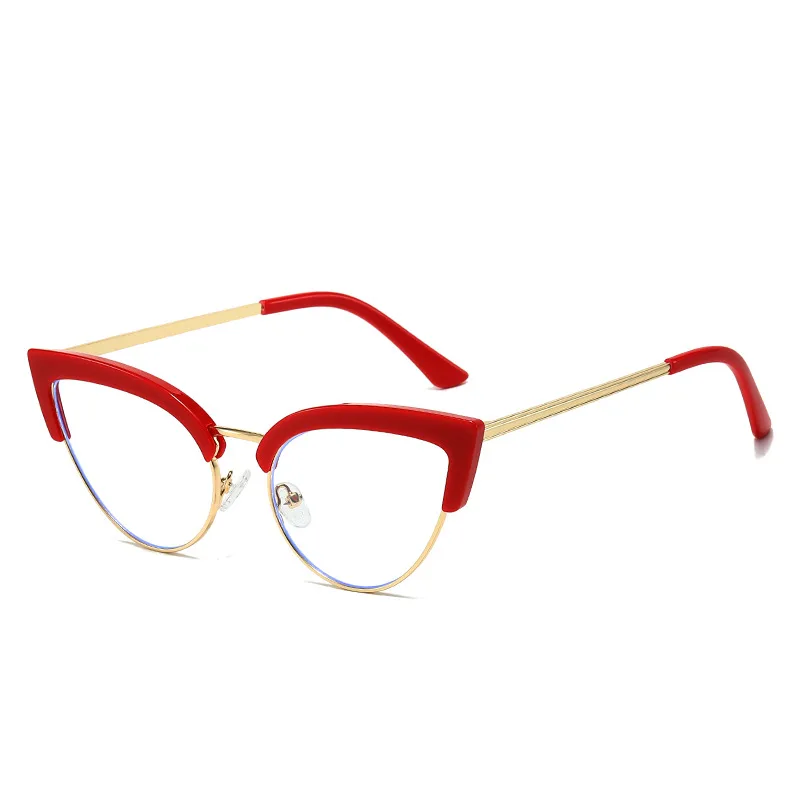 Stylish Large Frame Metal Lower Half Metal Plain Glasses Leopard - Shop at LoveMi