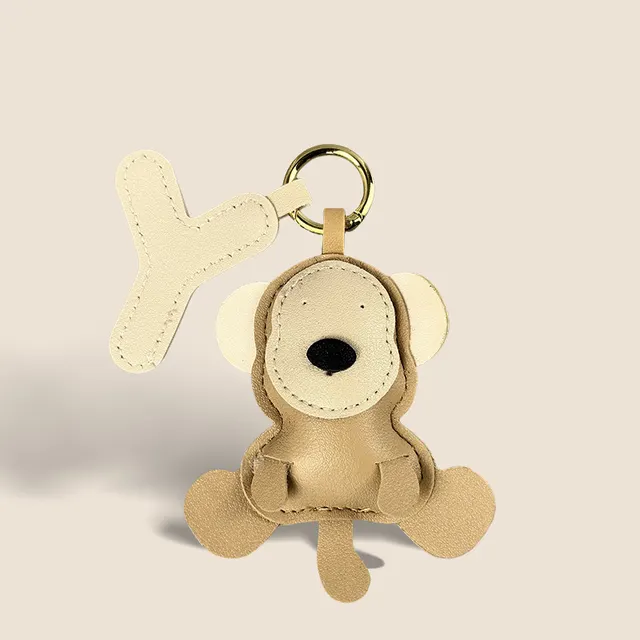 Leather Lamb Handbag Pendant High end Women Light Brown Monkey - Shop at LoveMi