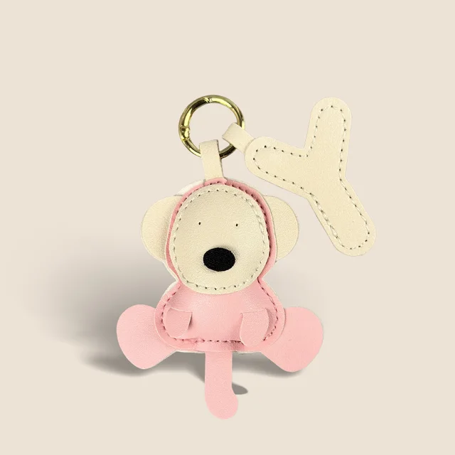 Leather Lamb Handbag Pendant High end Women Pink Monkey - Shop at LoveMi