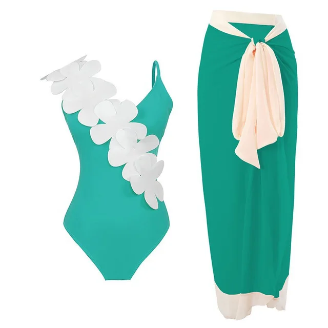 One piece Swimsuit Bikini Beach Skirt Suit Green - Shop at LoveMi