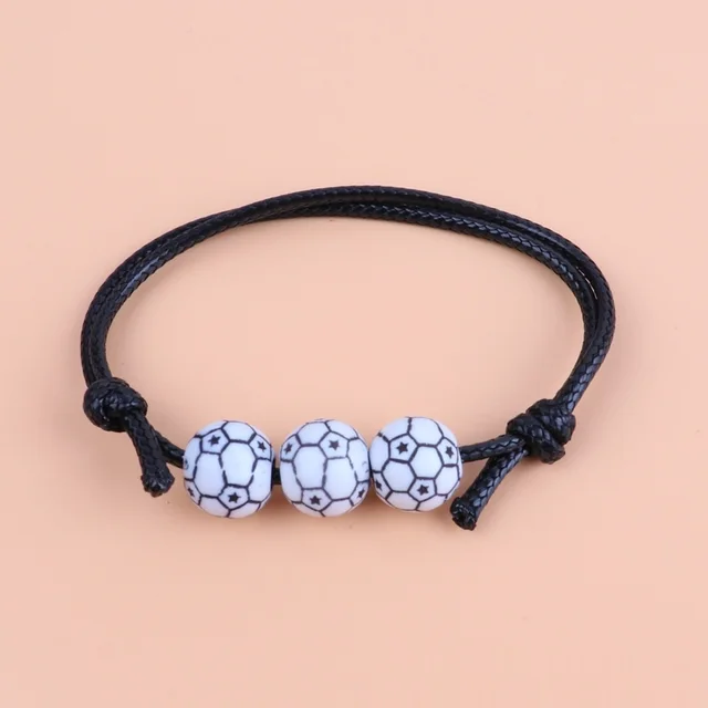 Jewelry Weaving Bracelet Basketball Football Rugby Softball Beads White Five Star Football - Shop at LoveMi