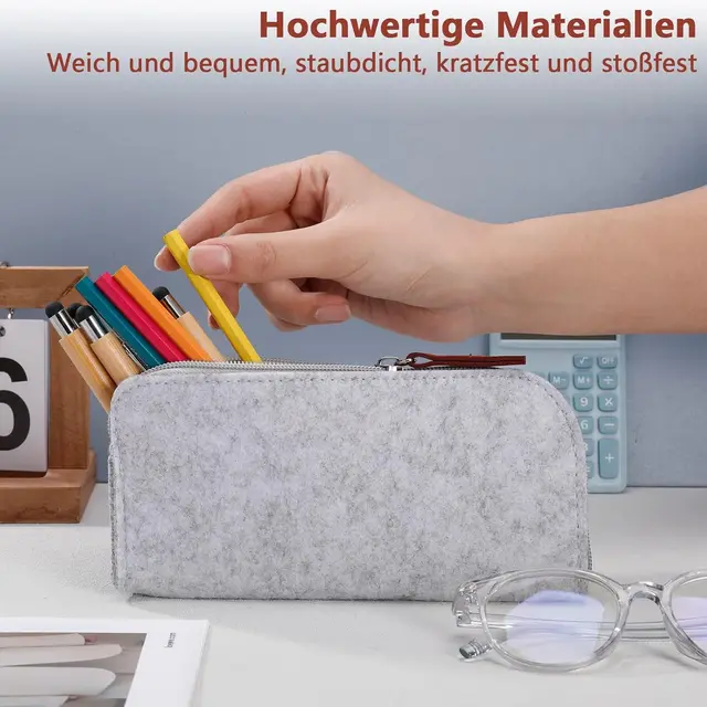 Flat Zipper Felt Bag Pencil Bag Creative Solid Color Light Gray - Shop at LoveMi