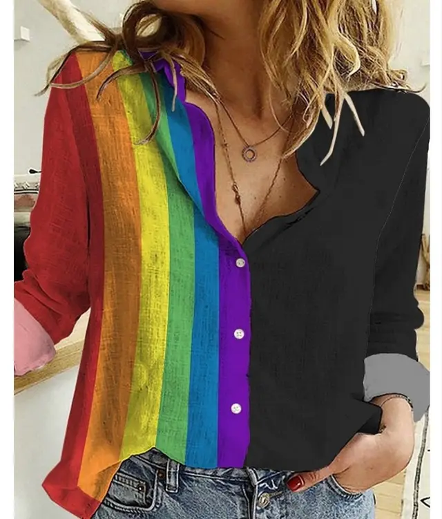 Women's 3D Digital Printing Fashion European And American Style Lapel Long Sleeve Shirt Nccs01Sx1127 - Shop at LoveMi