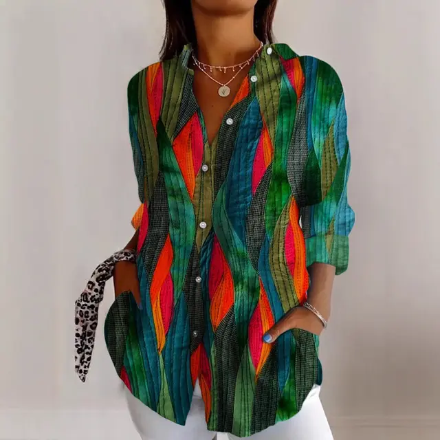 Lapel Casual Women's Creative Vintage Floral Floral Shirt Xxs - Shop at LoveMi