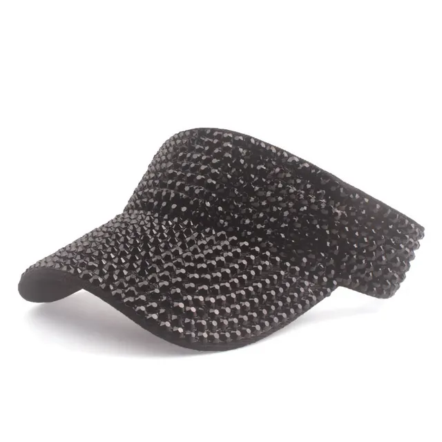 Spot Drill Sun Hat Sun Protection No Top Girl's Cap Black Cap Black Diamond - Shop at LoveMi