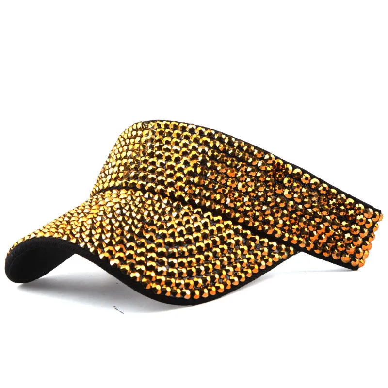 Spot Drill Sun Hat Sun Protection No Top Girl's Cap Black Hat Gold Diamond - Shop at LoveMi