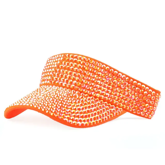 Spot Drill Sun Hat Sun Protection No Top Girl's Cap Orange Orange Ab Diamond - Shop at LoveMi