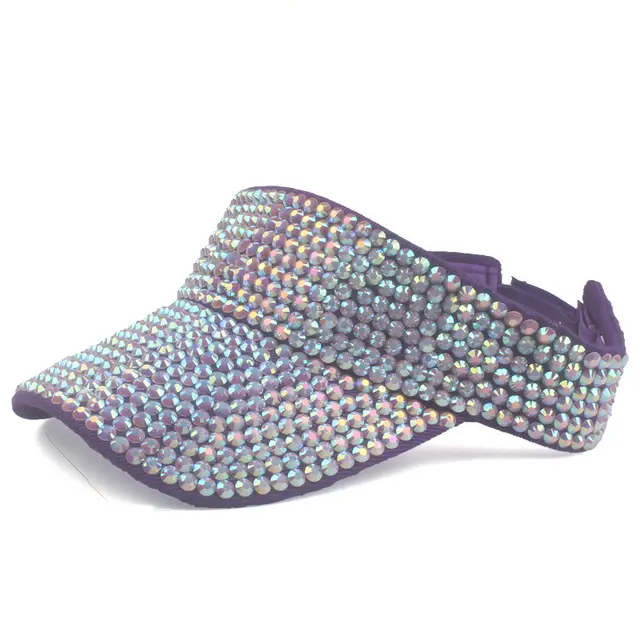 Spot Drill Sun Hat Sun Protection No Top Girl's Cap Purple Hat White Ab Diamond - Shop at LoveMi