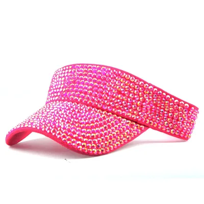 Spot Drill Sun Hat Sun Protection No Top Girl's Cap Rose Red Hat Red Ab Diamond - Shop at LoveMi