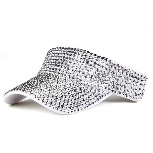 Spot Drill Sun Hat Sun Protection No Top Girl's Cap White Cap Silver Diamond - Shop at LoveMi