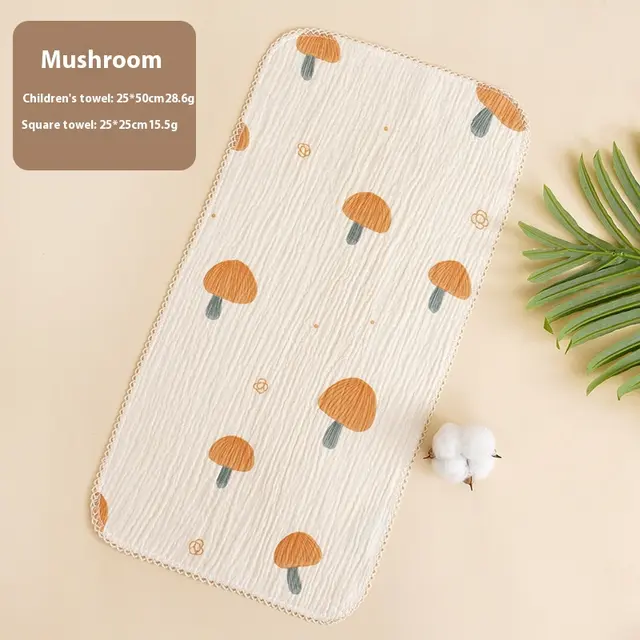 Baby Saliva Towel Newborn Pure Cotton Face Washing Small Mushroom - Shop at LoveMi